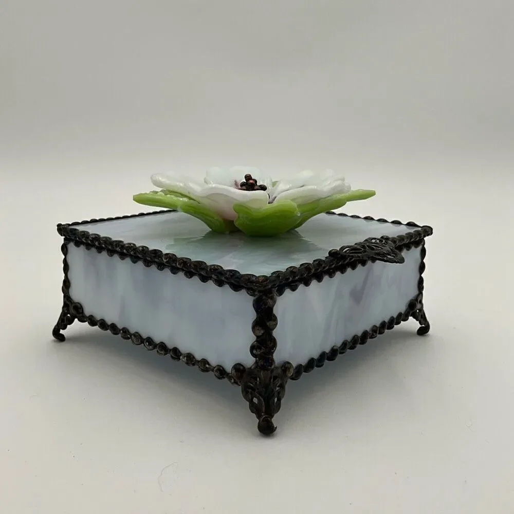 HANDCRAFTED Stained Glass Jewelry Box Keepsake Box